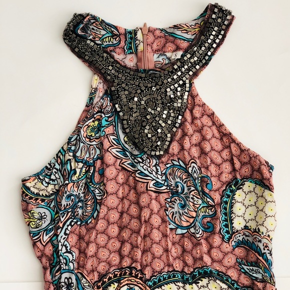💗Matilda Paisley Print Romper Beaded Neckline - Picture 5 of 16